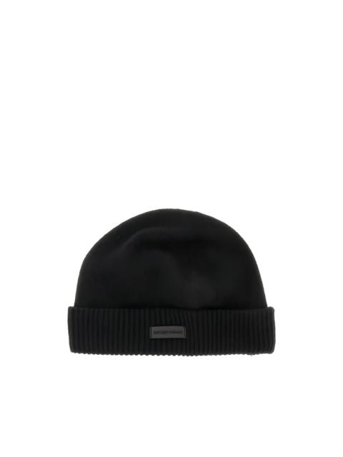 EMPORIO ARMANI logo-patch beanie hat