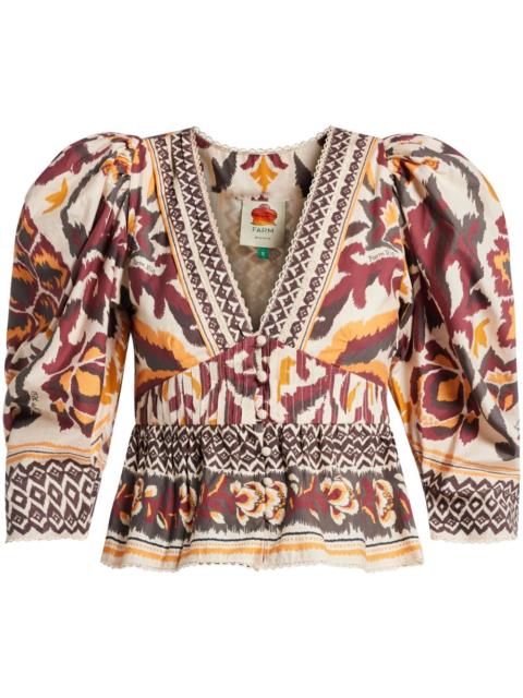 FARM RIO puff sleeves blouse