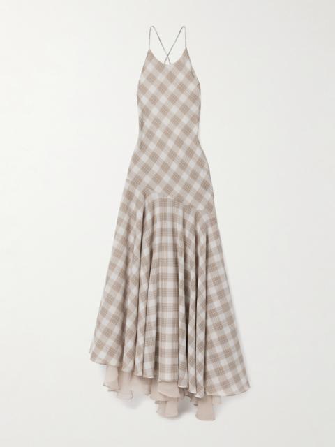 KALLMEYER Eve Asymmetric Layered Checked Voile Maxi Dress