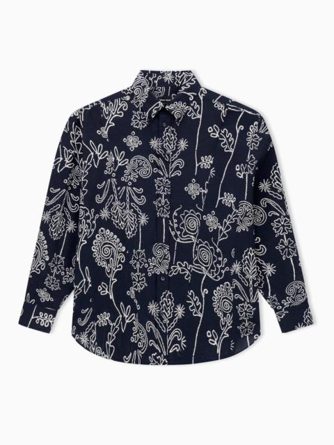 GIORGIO ARMANI PRINTED COTTON SEERSUCKER SHIRT