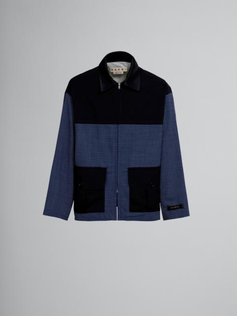Marni JACKET IN TROPICAL WOOL WITH BLUE CHECKS