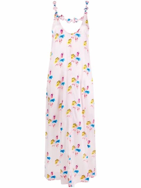 GANNI floral-print slip midi dress