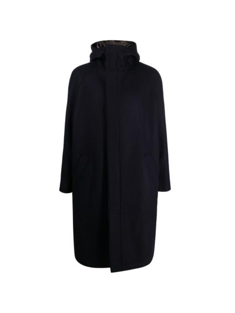 funnel-neck virgin wool blend coat