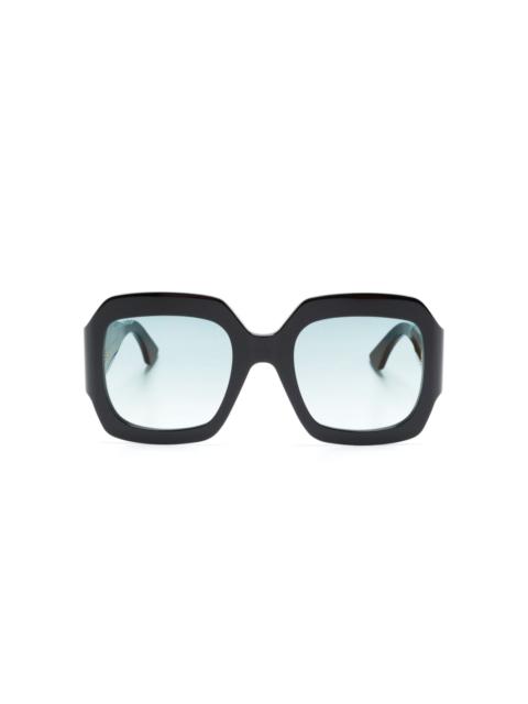 Cartier enamelled-logo geometric-frame sunglasses