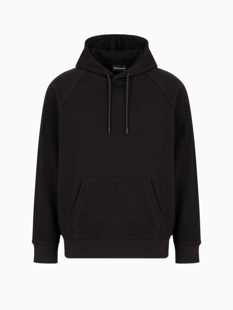 Oversized, hooded jersey sweatshirt with embossed logo