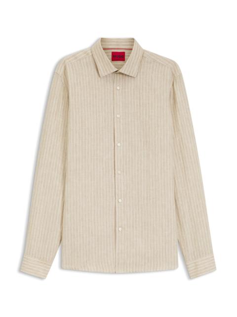 HUGO MODERN-FIT SHIRT IN STRIPED LINEN