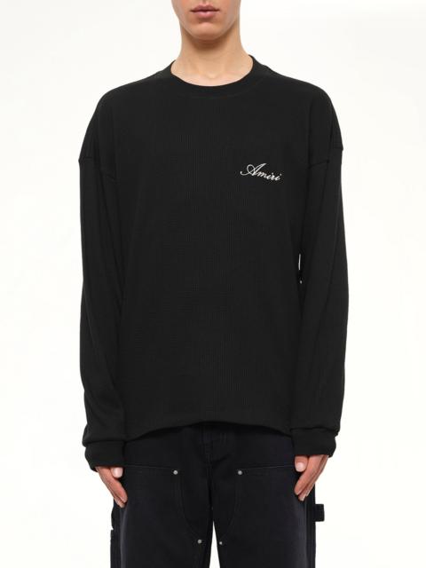 AMIRI Smoking Wolf Oversized Waffle Sweater in Black