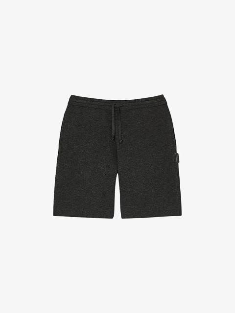 Sandro Brand-tab elasticated-waist stretch-knit shorts