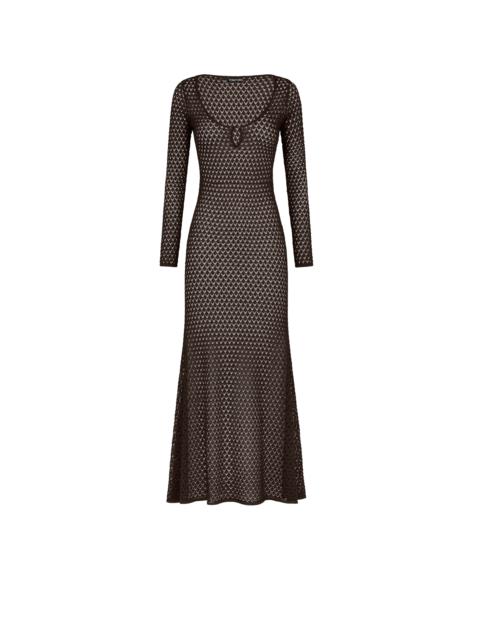 TOM FORD OPENWORK LUREX SCOOP NECK MAXI DRESS