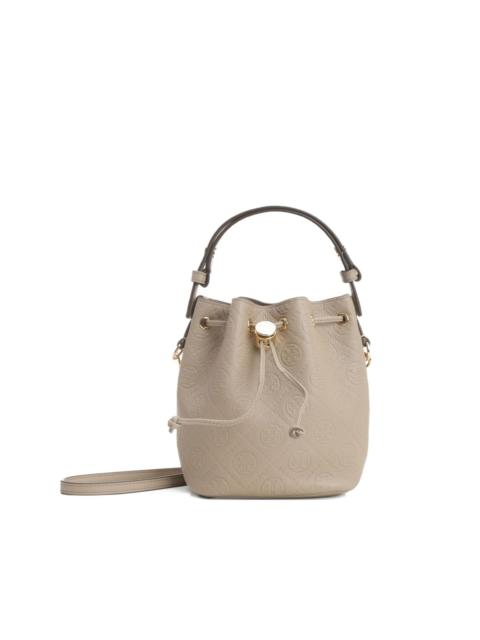 TORY BURCH embossed-crest leather mini bucket bag