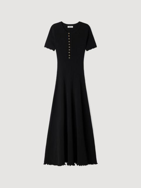 Sandro RIBBED KNIT MIDI DRESS