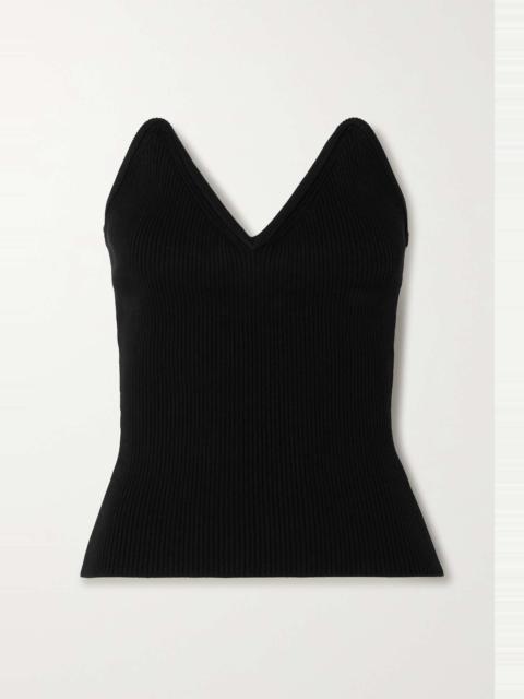 Ribbed-knit bustier top