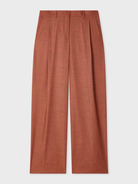 Paul Smith Women's Rust Linen-Wool Blend Wide-Leg Trousers