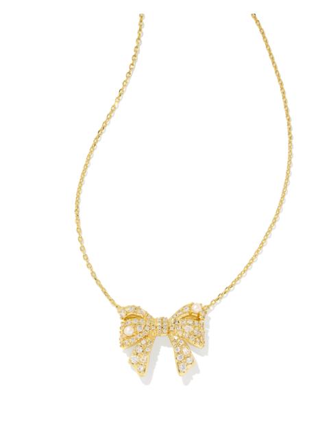 KENDRA SCOTT Krista Gold Bow Short Pendant Necklace in White Mix