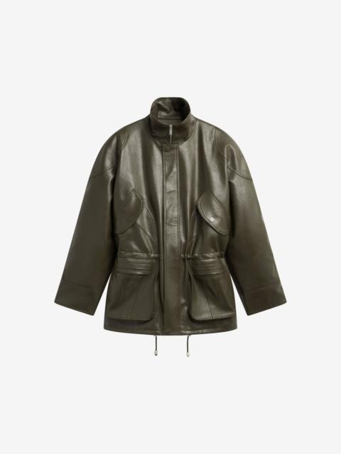 The Frankie Shop Ascona Faux Leather Jacket - Dark Olive