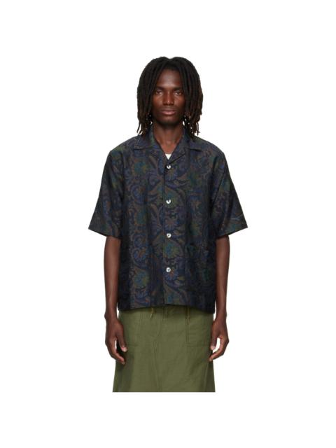 NEEDLES Navy Paisley Jacquard Cabana Shirt
