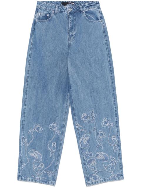 ROTATE rhinestoned wide-leg jeans