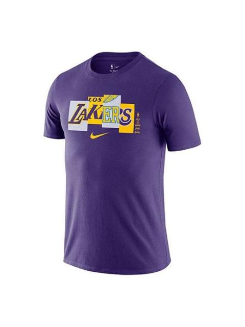 Nike Men's Nike Lakers Casual Printing Round Neck Short Sleeve Purple T-Shirt DA7479-547