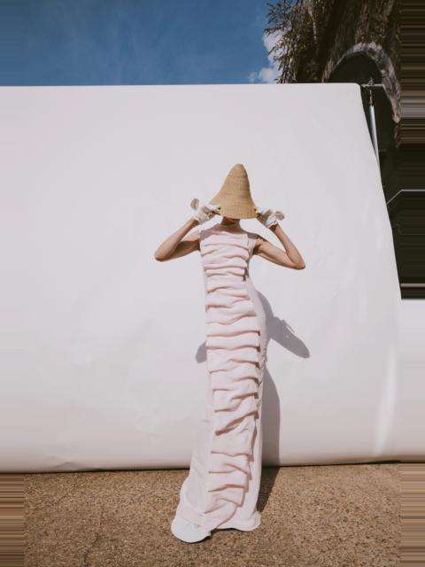 A.W.A.K.E. MODE BIB-FRONT MAXI DRESS PALE PINK