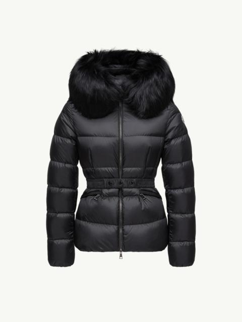 Moncler Boed Hooded Shearling-Trimmed Short Down Jacket