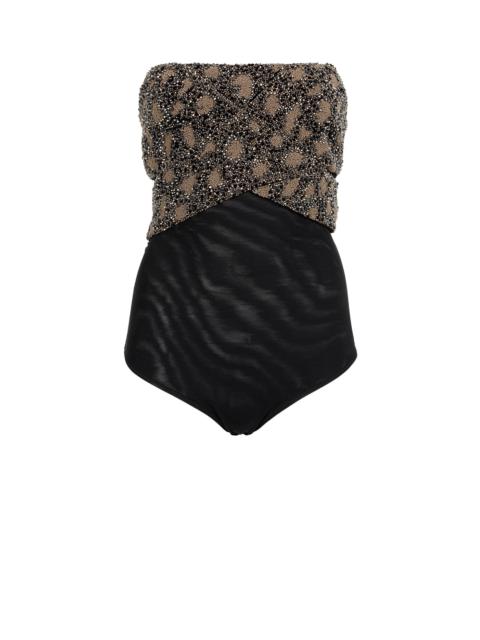 Roberto Cavalli Bead-Embellished Wrap-Effect Bodysuit