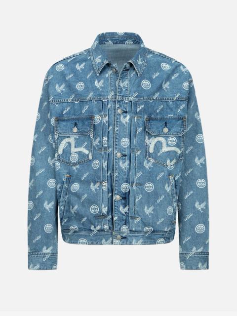 Allover GCDS logo denim jacket: Unisex Outerwear Light blue