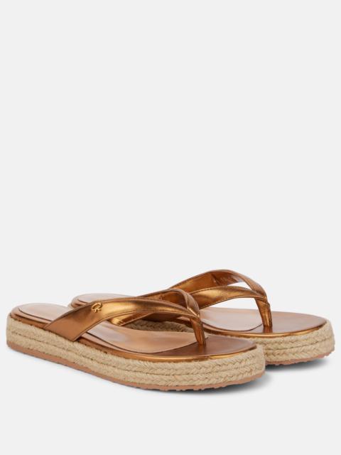 Gianvito Rossi Metallic leather thong sandals