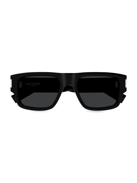 SAINT LAURENT Men's Naked Wirecore 55MM Square Sunglasses - Black Dark Grey