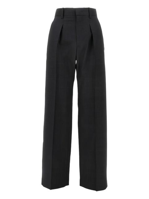 pleated-check wool trousers