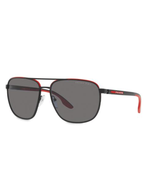 Prada Men's 62MM Metal Pilot Sunglasses - Black Red
