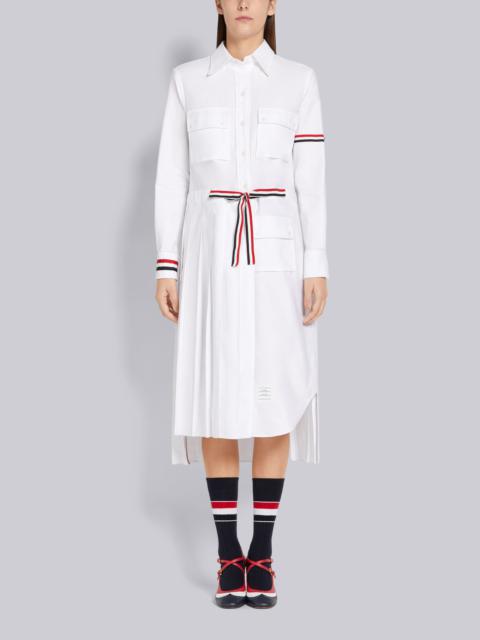 Thom Browne White Oxford 2-in-1 Pleated Bottom Norfolk Shirtdress