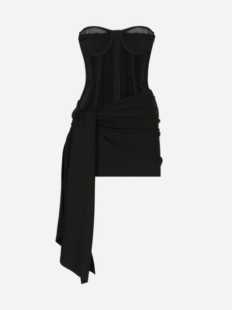 Dolce & Gabbana Short Milano rib jersey dress with corset detailing