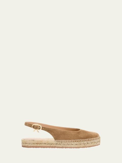 Gianvito Rossi Suede Slingback Ballerina Espadrilles