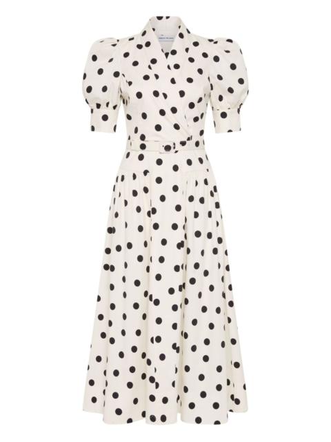 REBECCA VALLANCE Maisie puffed-sleeve belted midi dress