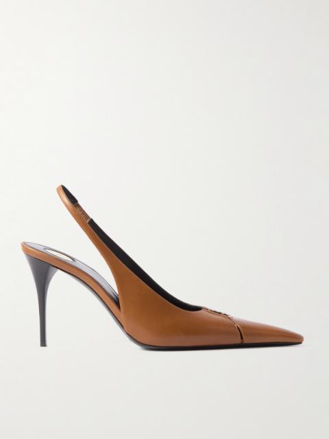 SAINT LAURENT Babylone Cutout Patent-leather Slingback Pumps