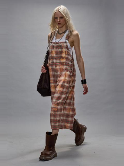 R13 JUMBO OVERALL - BLEACHED ORANGE PLAID