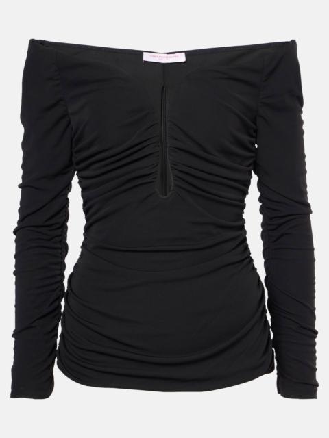 CAROLINA HERRERA Off-shoulder ruched jersey top