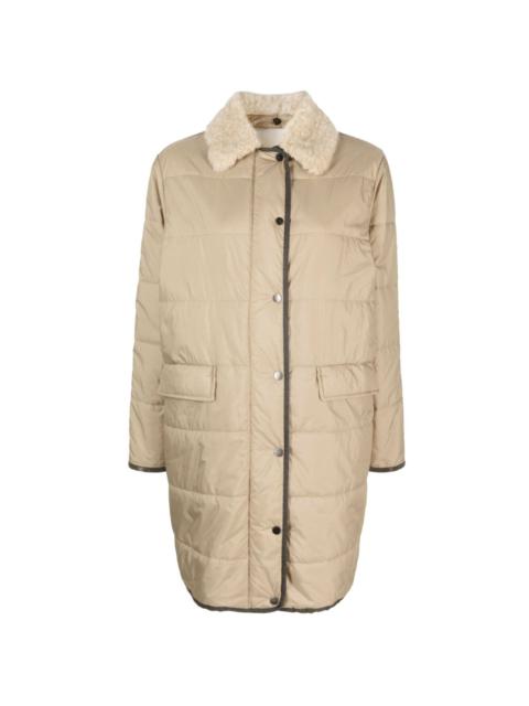Brunello Cucinelli shearling-collar quilted single-breasted coat