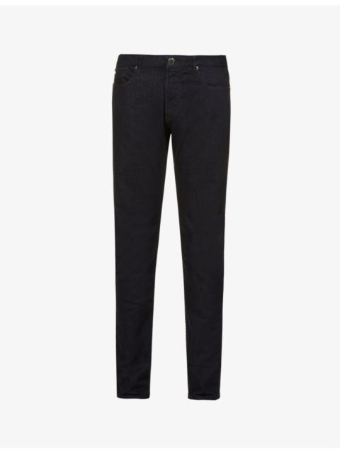 EMPORIO ARMANI Eagle logo-embossed brand-patch slim-fit stretch-denim jeans