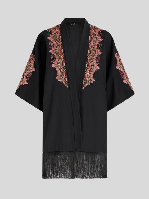 Etro SHORT SILK KASAYA WITH FRINGE