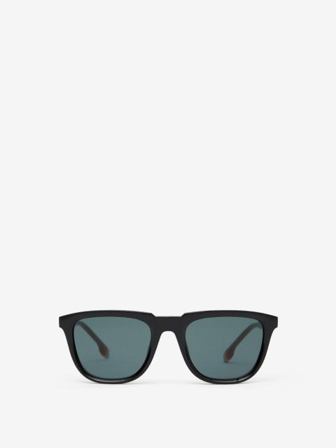 Stripe Detail Square Frame Sunglasses