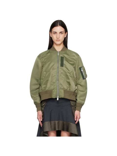 sacai Khaki Nylon Twill Blouson Bomber Jacket
