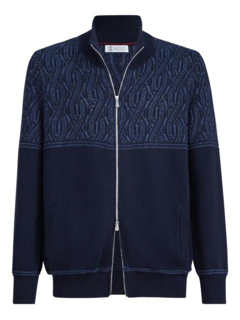 Brunello Cucinelli jacquard cable cotton cardigan