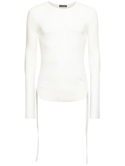 Brando wrinkled cropped long sleeve top