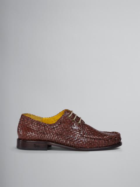 DERBY LACE-UP IN LIGHTWEIGHT WOVEN LEATHER