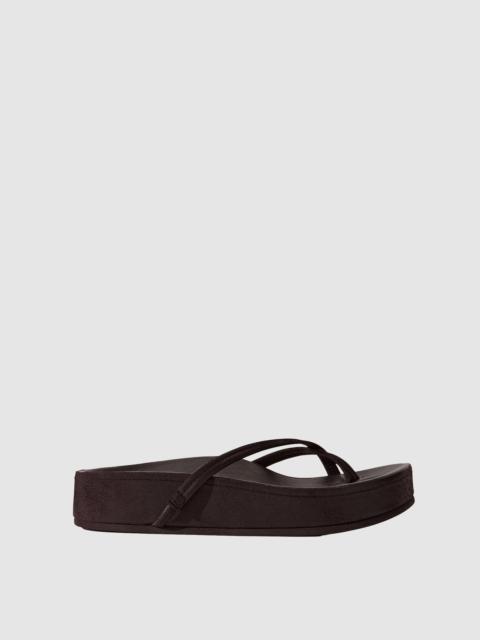 ST. AGNI Suede Cross Strap Flatform - Coffee