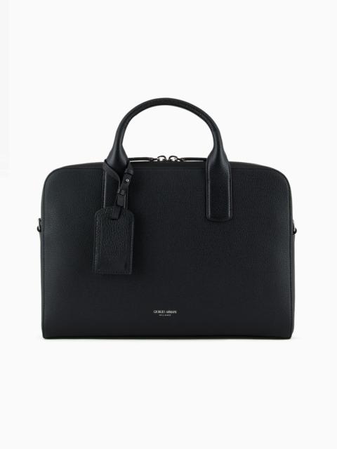 Pebbled leather briefcase