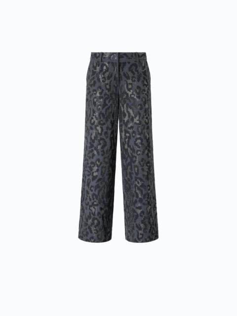 PINKO WIDE LEG TROUSERS WITH ANIMAL PRINT AND MICRO-STRASS