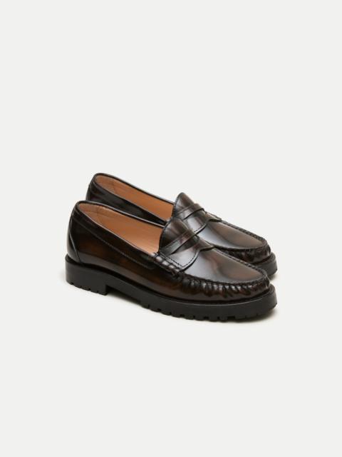 J.CREW Winona lug-sole penny loafers in burnished leather