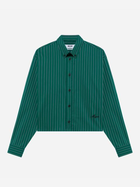 MSGM Striped poplin cropped shirt